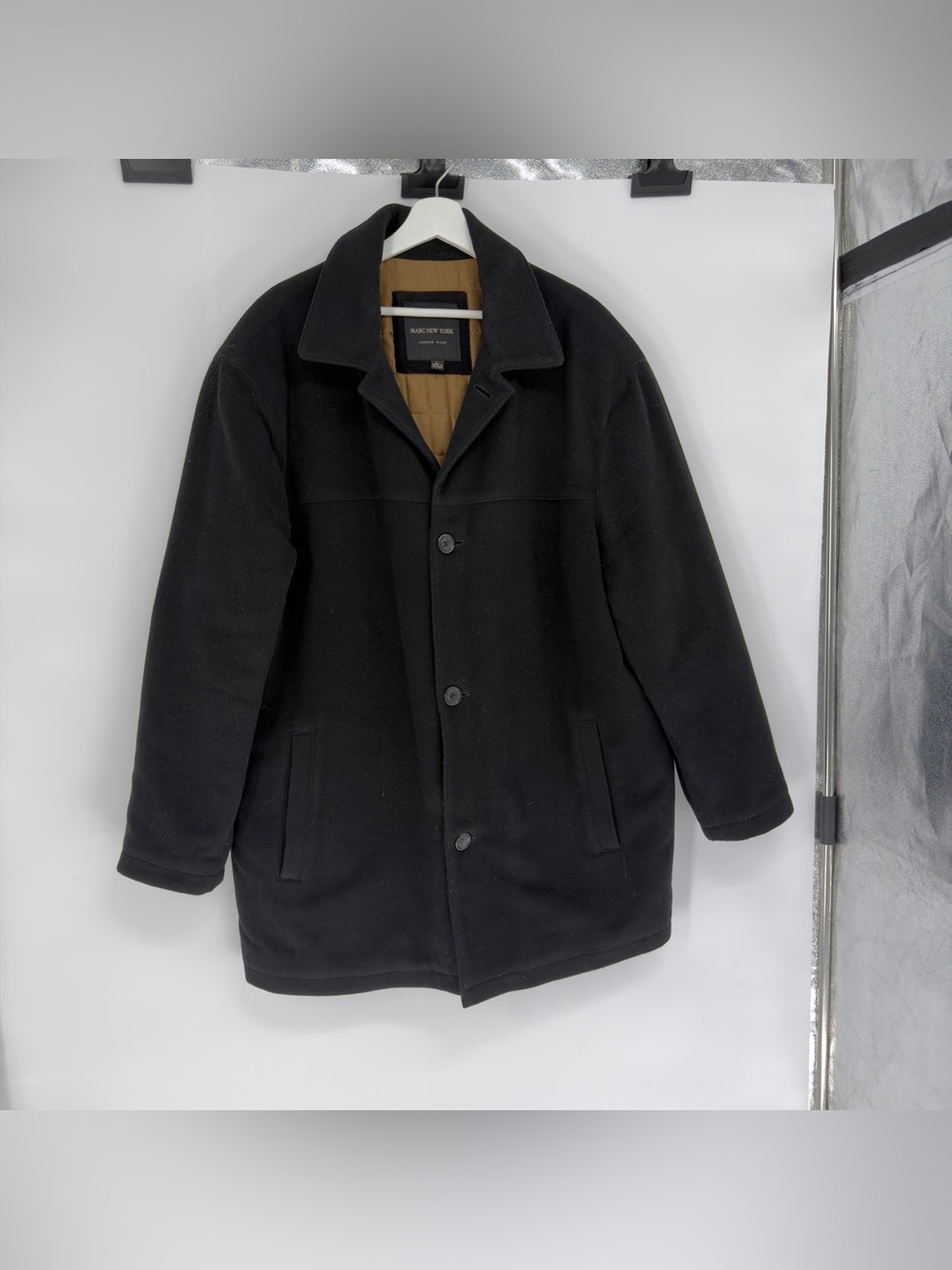 Marc New York Black Wool Cashmere Blend Peacoat Large Mens